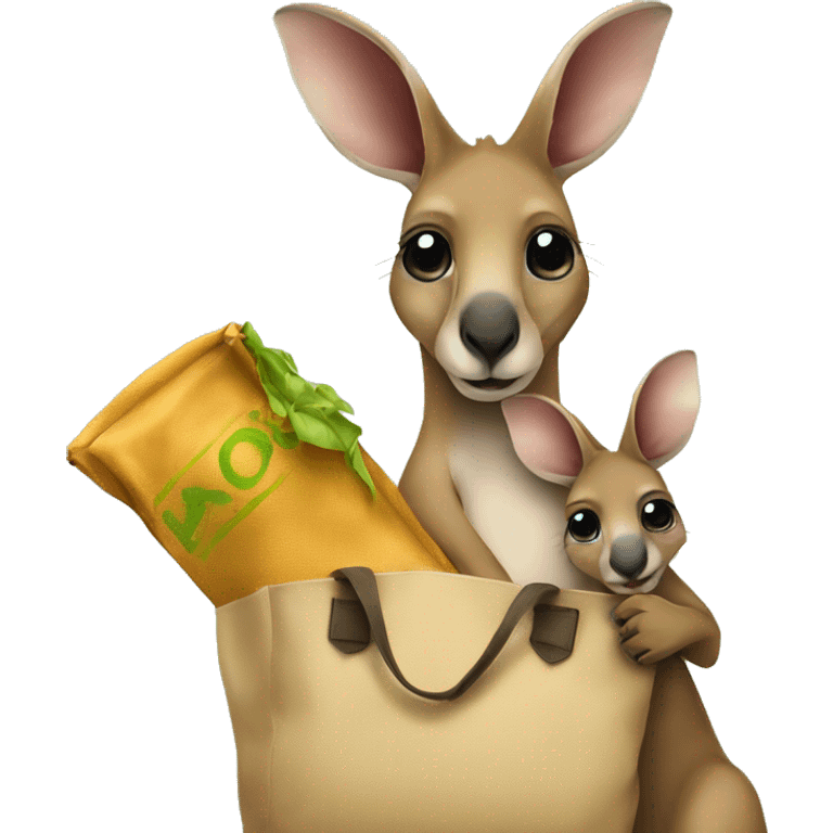 Kangaroo with baby in bag emoji