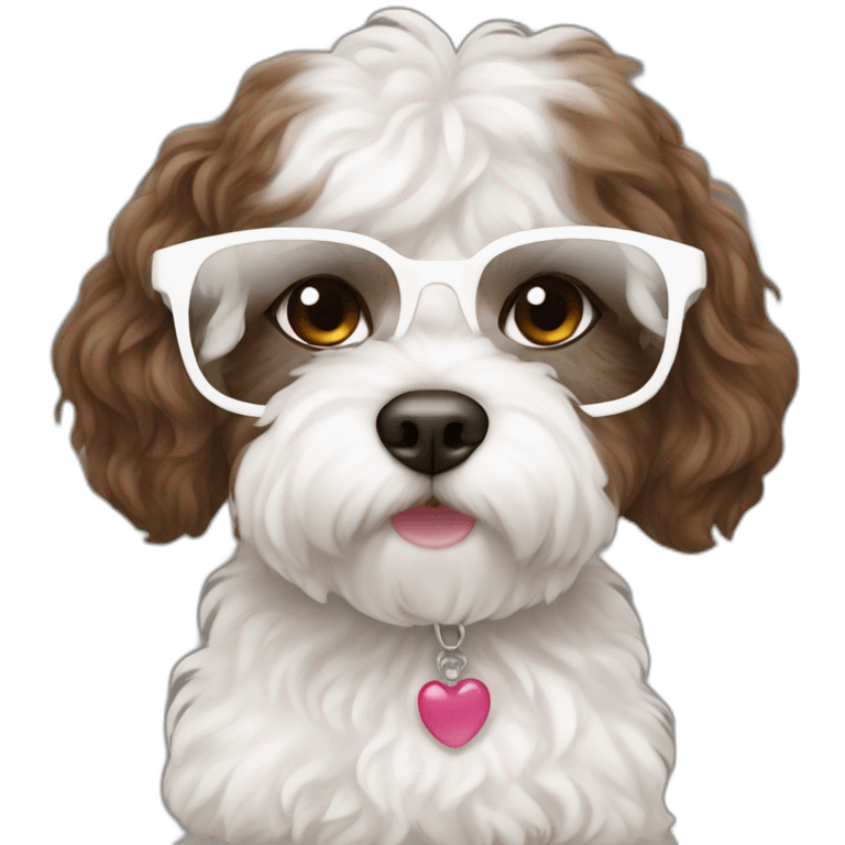 Long brown hair eyeglassed turkish girl with white maltipoo emoji