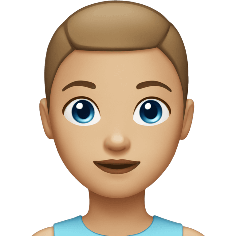 BLUE EYES BROWN BUZZ CUT LIGHT SKIN ROUND FACE GIRL emoji