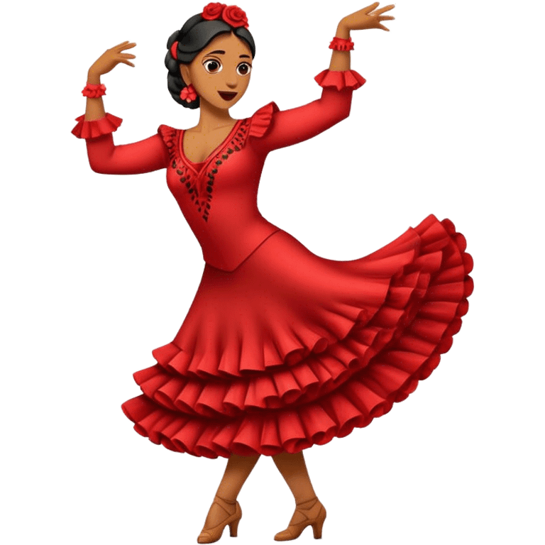 Cinematic Realistic Flamenco Pop Culture Emoji, featuring an expressive portrayal of traditional Spanish dance rendered with dynamic textures and passionate, vibrant lighting. emoji