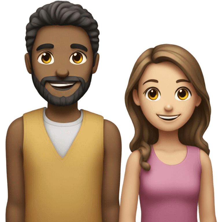 smiling girl with bearded boy emoji