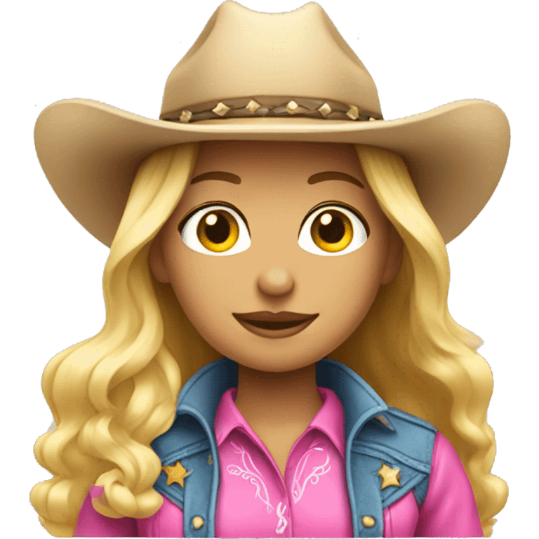 Pink cowboy blonde girl emoji