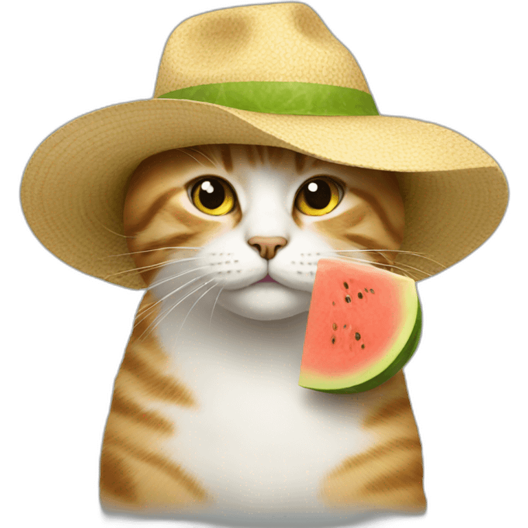 a cat with a melon hat emoji