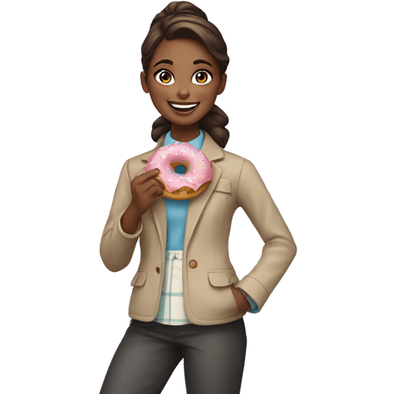 preppy girl holding a donut 🍩 emoji