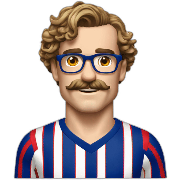 antoine griezmann cheveux bouclé lunette fine et moustache emoji