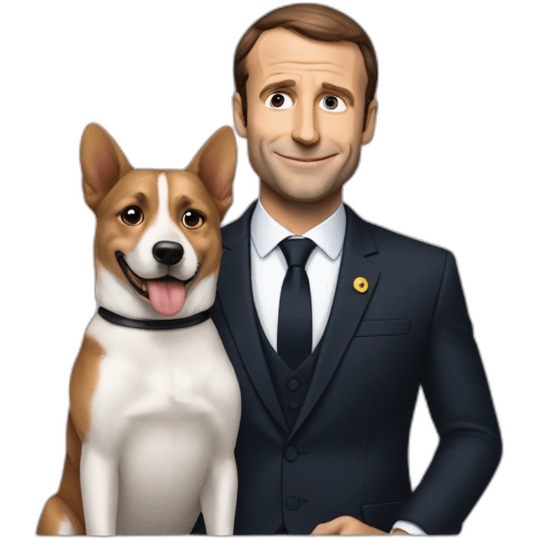 Macron et son chien emoji