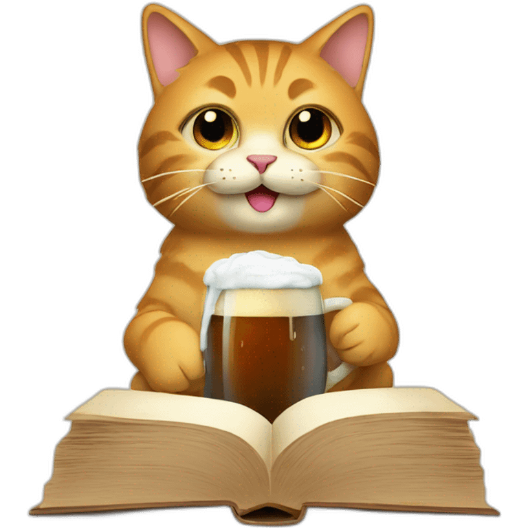 cat with beer and book emoji