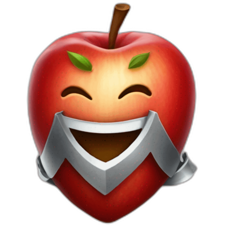 smiling red apple dressed as a knight emoji