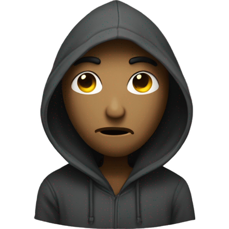 Nonchalant dread head being mysterious in a hoodie with hood on emoji