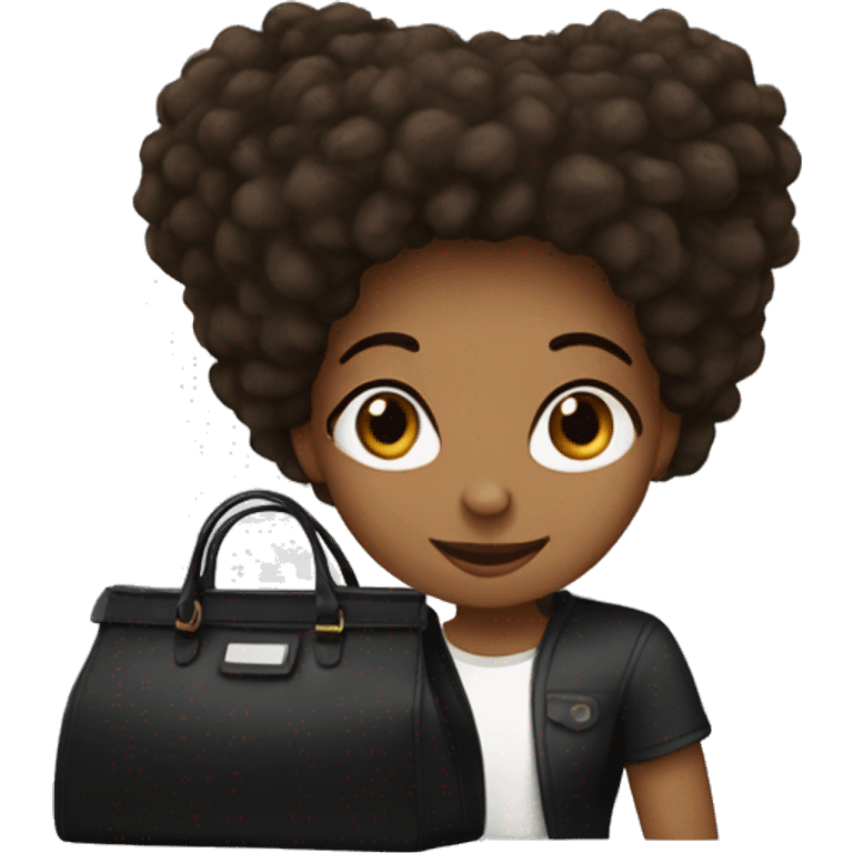 a girl with dung hair in a black bag emoji