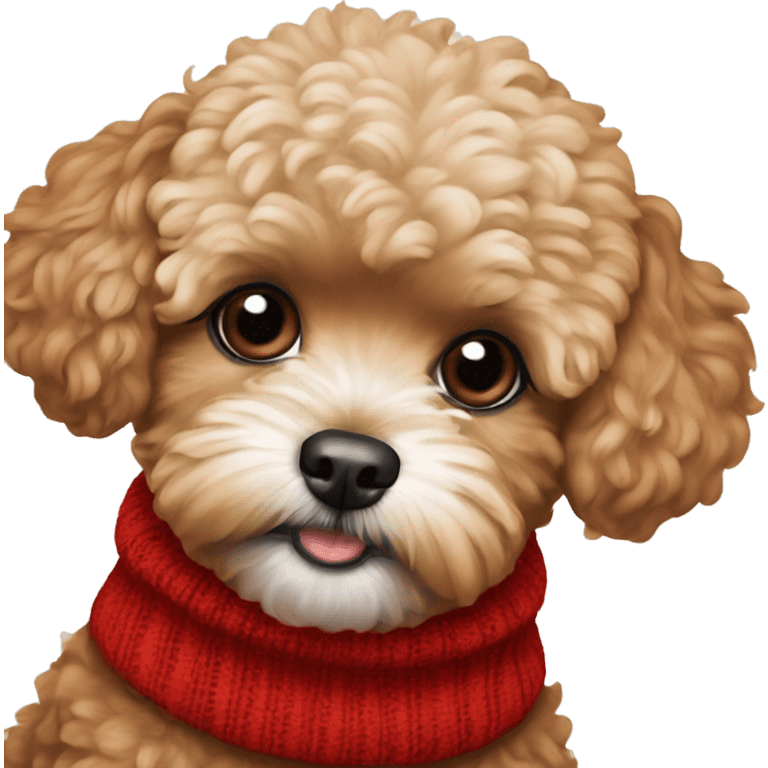 Red Maltipoo in red turtleneck  emoji