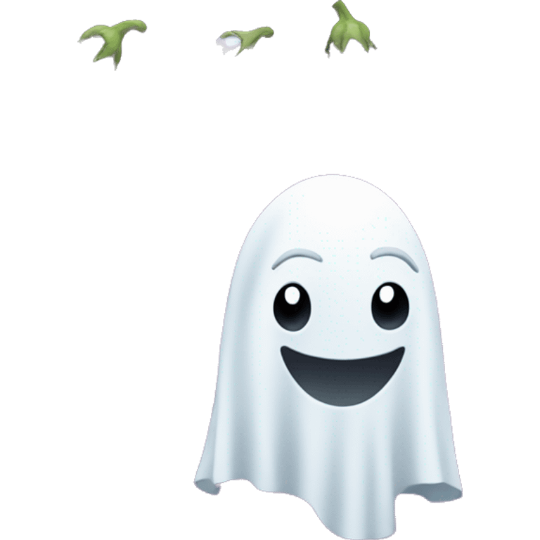 Ghost surrounded by eggplants emoji