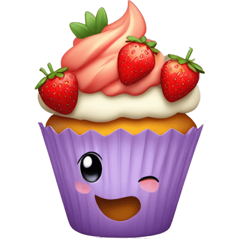 Cupcake strawberry with honey in top emoji