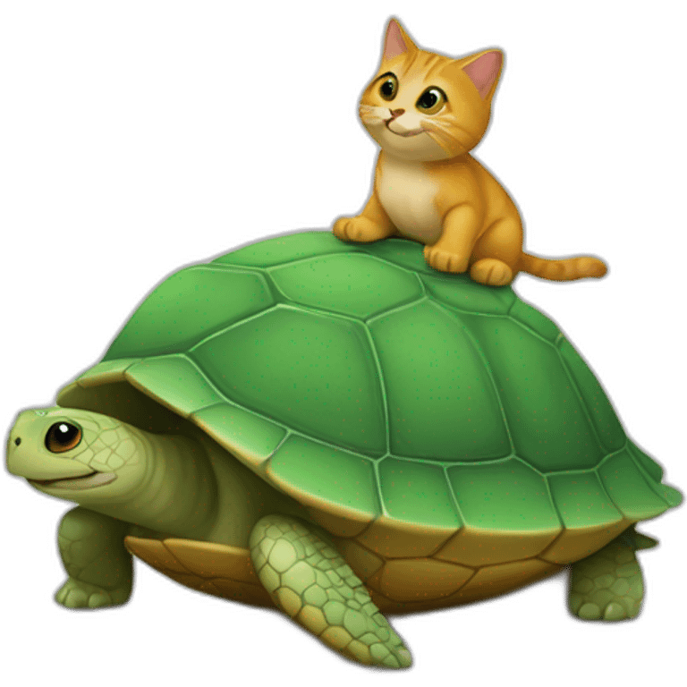 Un chat sur une tortue emoji