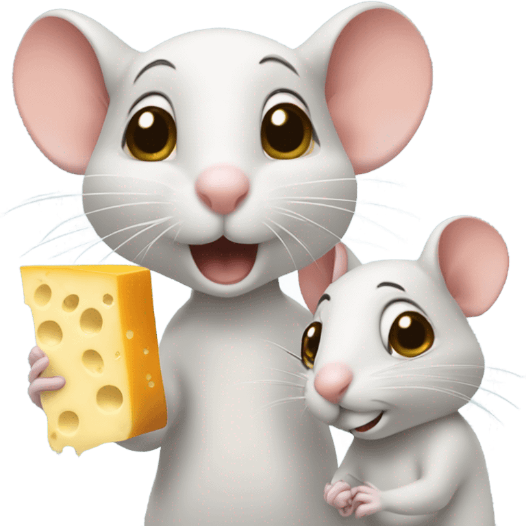 3 mice holding cheese  emoji