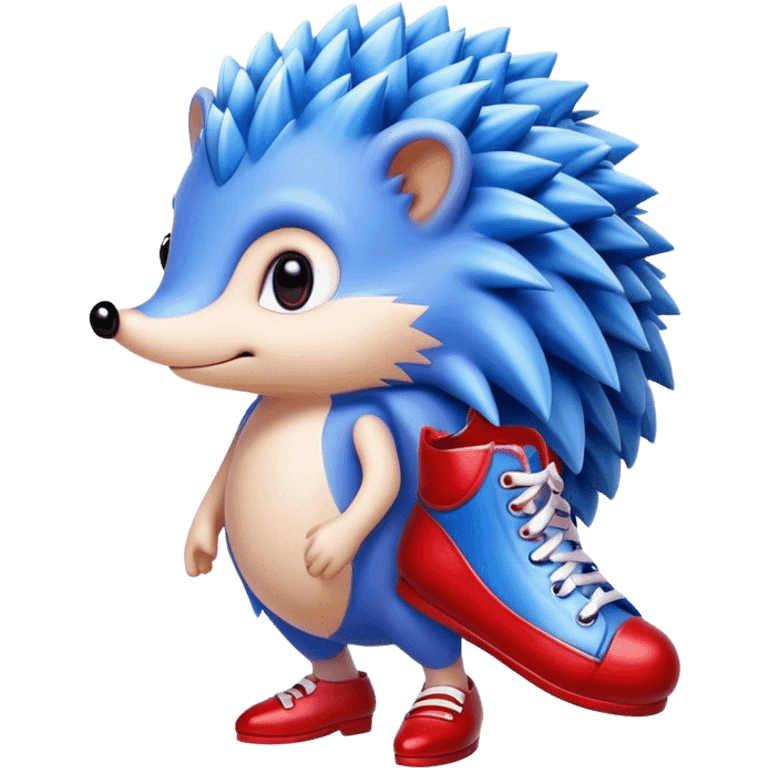 Blue hedgehog with red shoes emoji