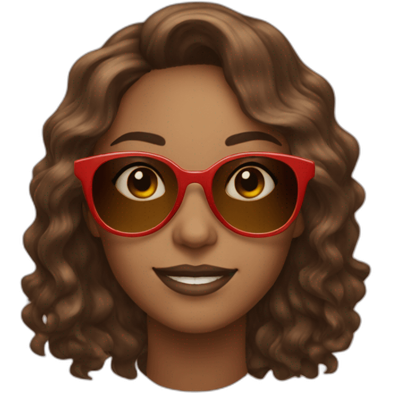 pride sunglasses on female head with wavy brown hair emoji