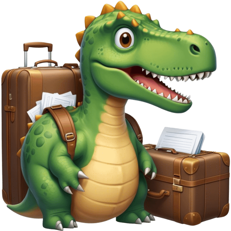 office Dinosaur, a huge luggage full of papers emoji