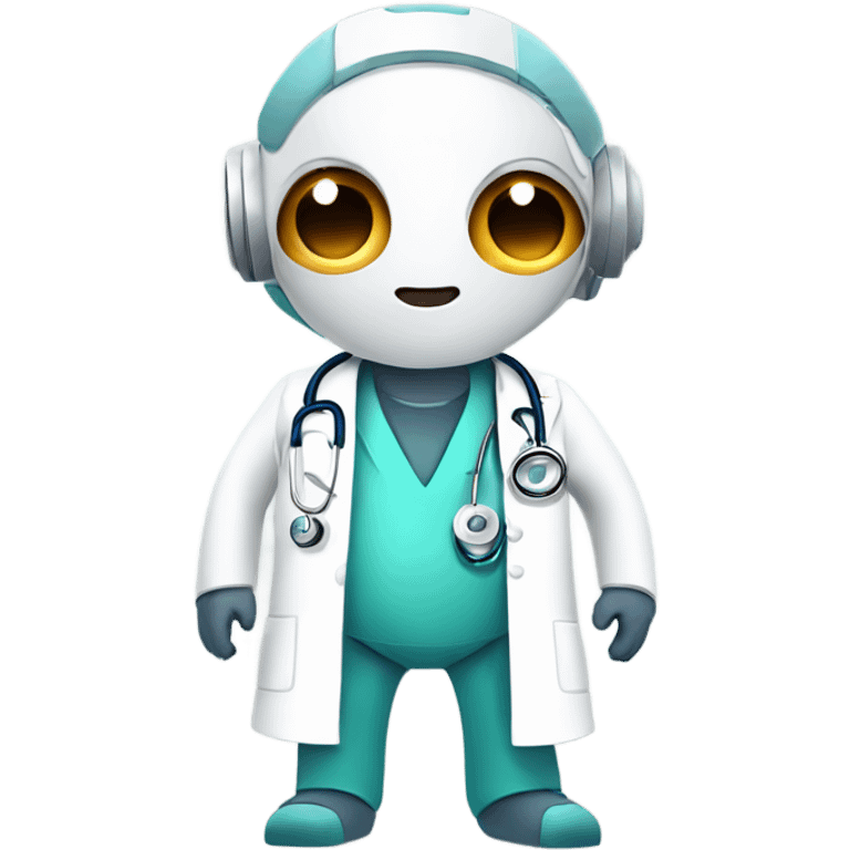 medical robot with a doctor's coat and a stethoscope emoji