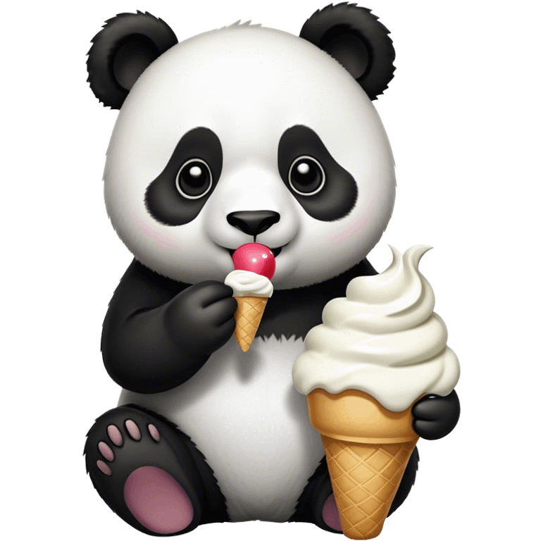 Panda eating ice cream emoji