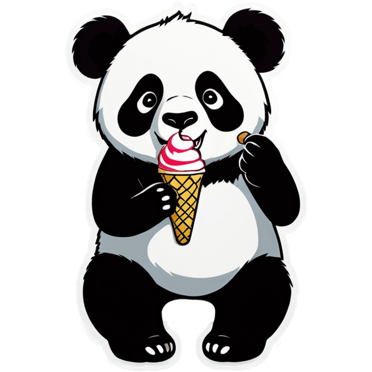 Panda eating ice cream emoji