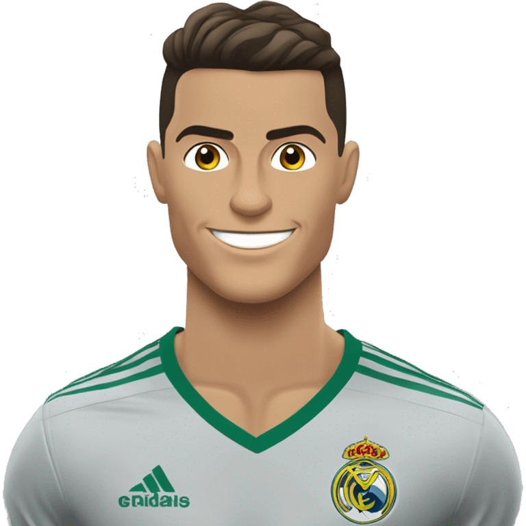 Cristiano Ronaldo com a mão e o braço levantado emoji