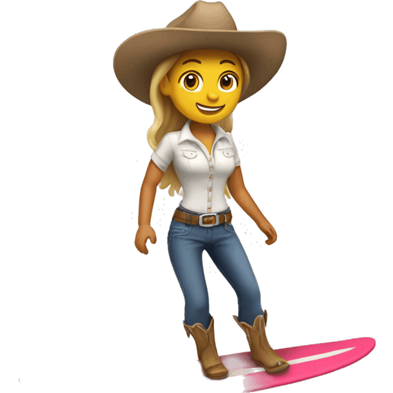 White Cowgirl surfing emoji