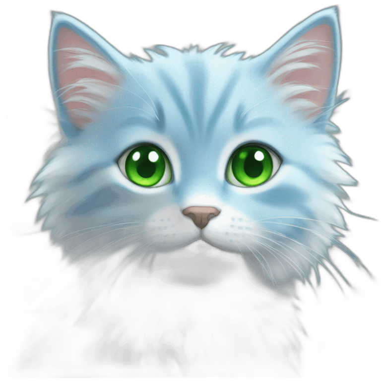 A fluffy blue kitten with mesmerizing green eyes emoji