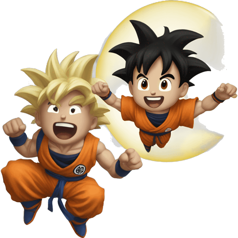 playful goku in the sky with nubas emoji