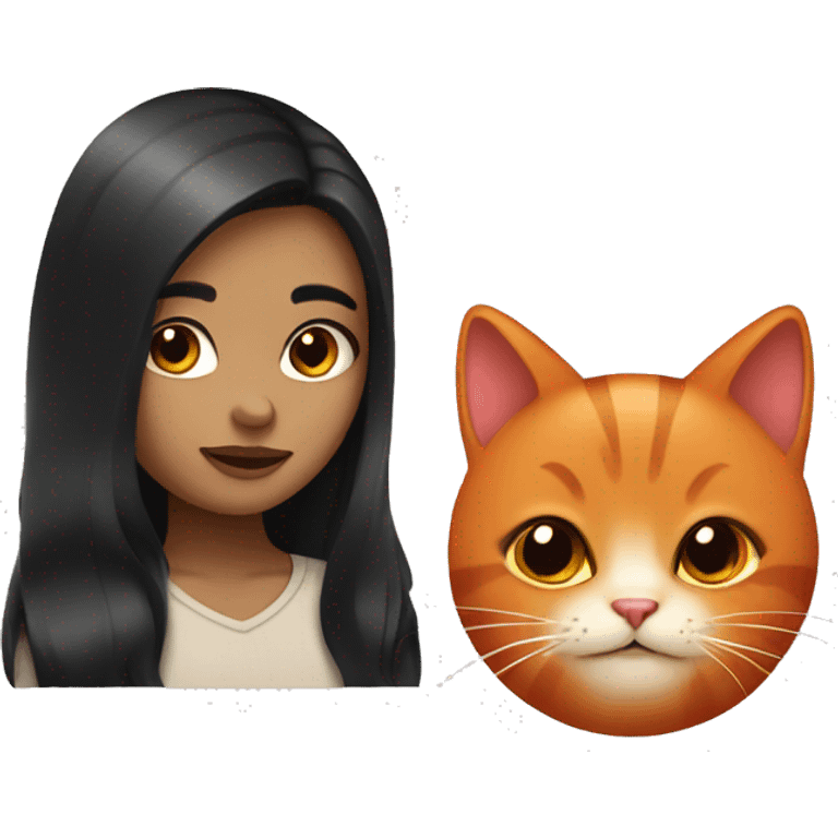 girl with dark hair and a red cat emoji