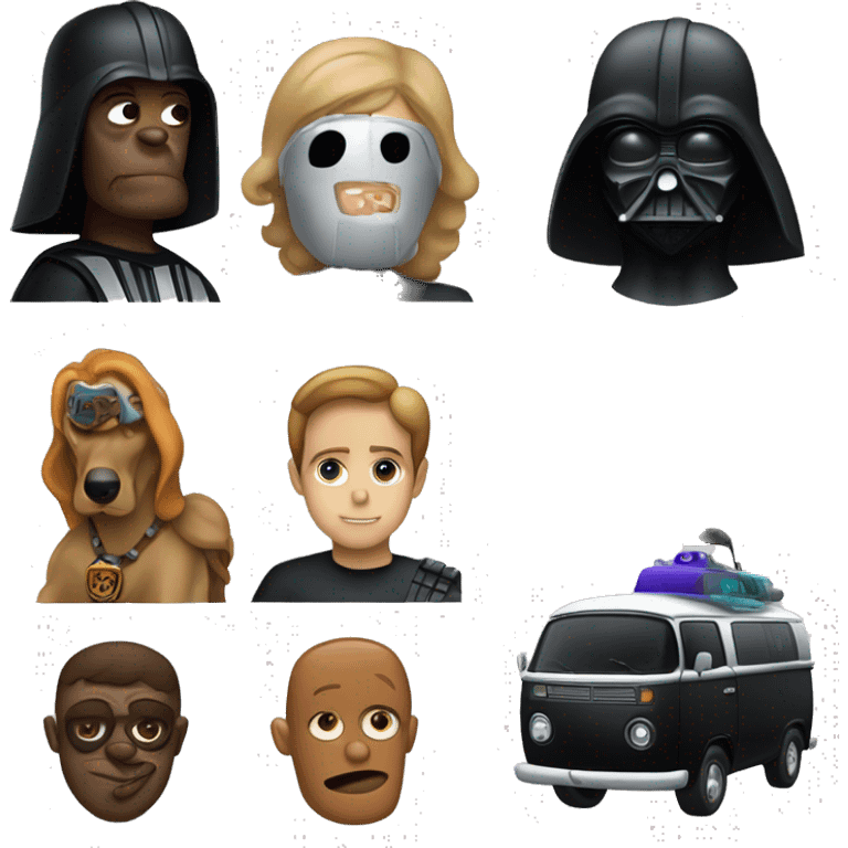 Side view Darth Vader’s and Scooby Doo van emoji