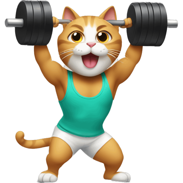 cat lifting weights emoji