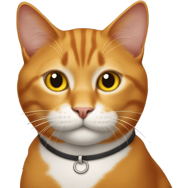 A red cat with a white collar and yellow eyes. emoji