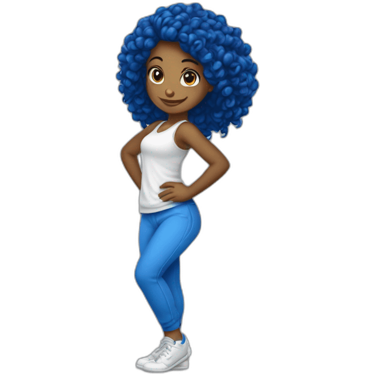 Fille noir cheveux bouclés capoeiriste corde bleu emoji