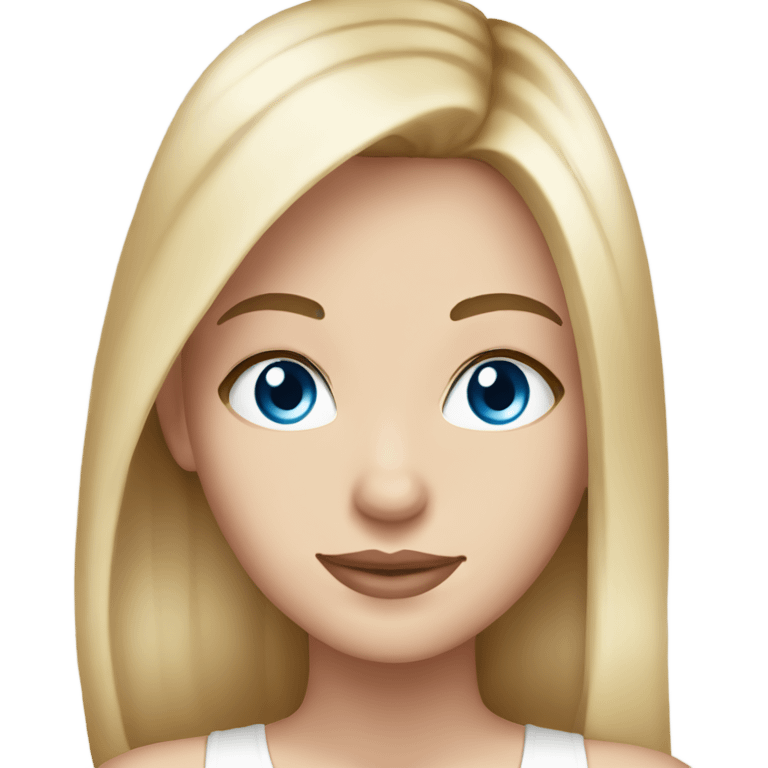 beautiful woman, long straight blonde hair, blue eyes, white tank top emoji