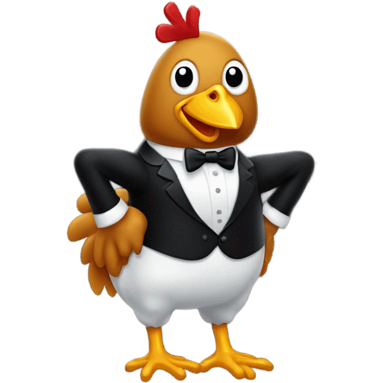 personified chicken leg wearing a tuxedo emoji