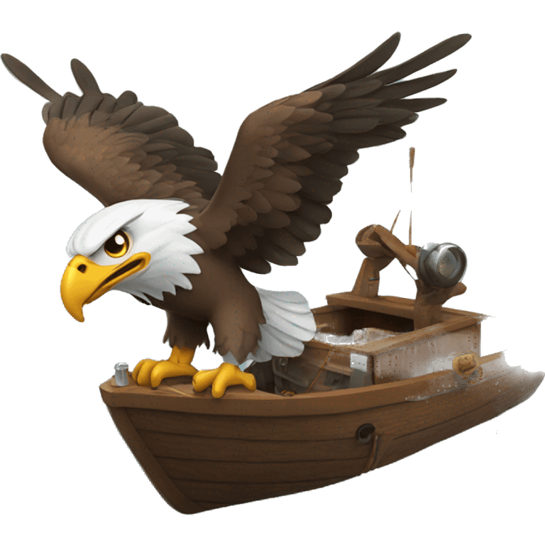 Eagle taking shots on a boat emoji