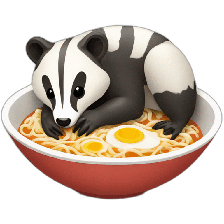 A badger eating ramen emoji