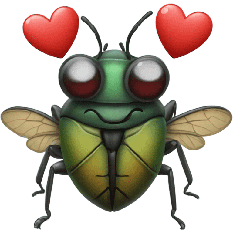 Bug holding a heart emoji