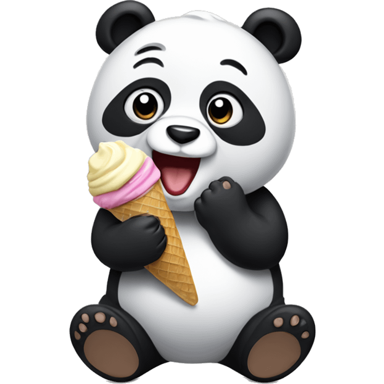 Panda eating ice cream emoji