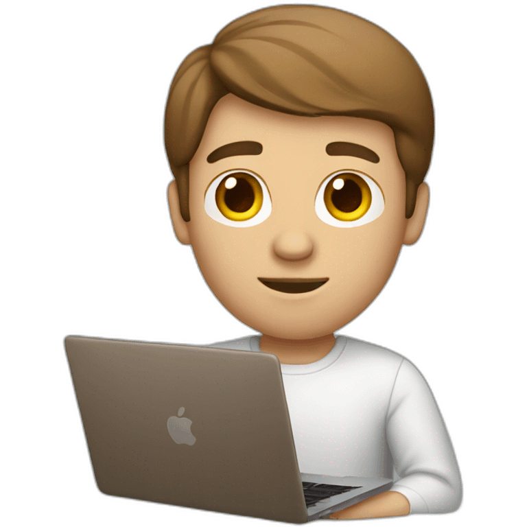 white brown haired man with macbook emoji