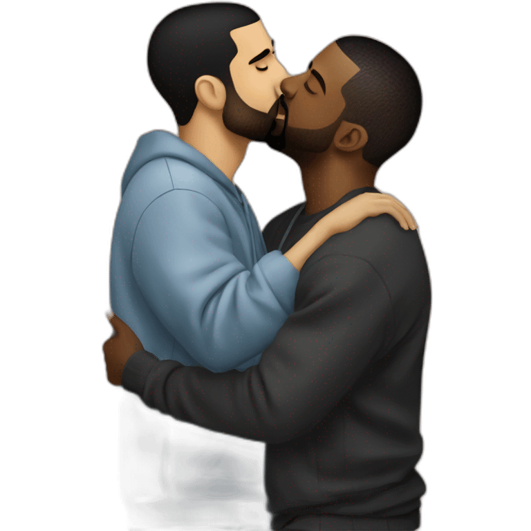 Drake kissing Kanye west on the cheek emoji