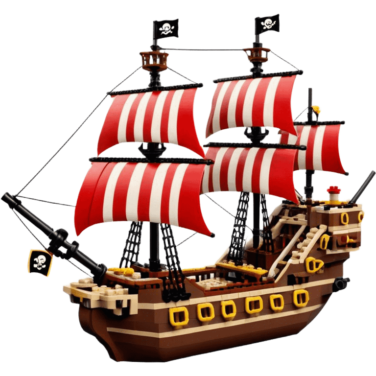 Pirate Ship (Toy) - Lego Pirate Ship (Model Year: 2021) (Iconic colour: Brown with red sails) emoji