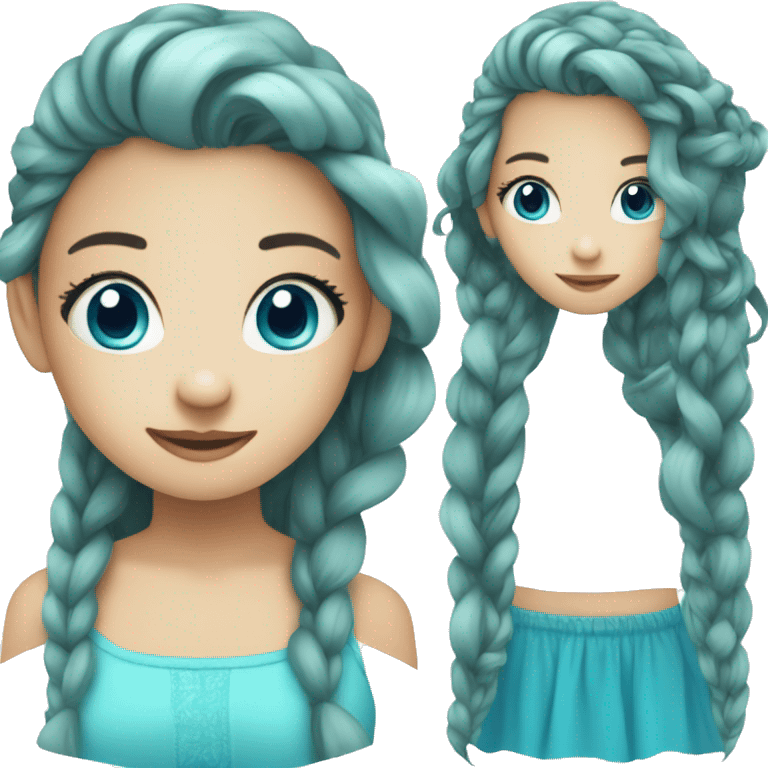 Cyan hair,girl,blue eyes,pigtails,long hair emoji