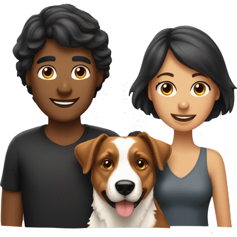 Couple with collie and rottweiler dog emoji