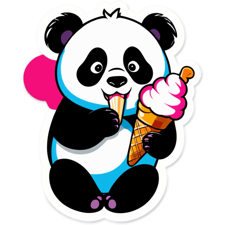 Panda eating ice cream emoji