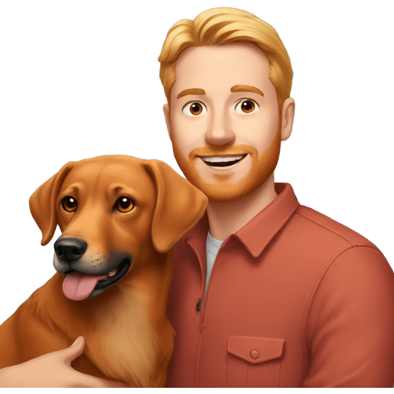  man and fox red labrador together emoji