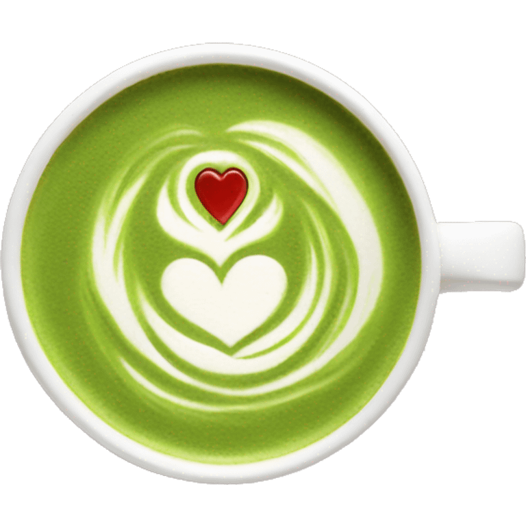 matcha latte with heart art emoji