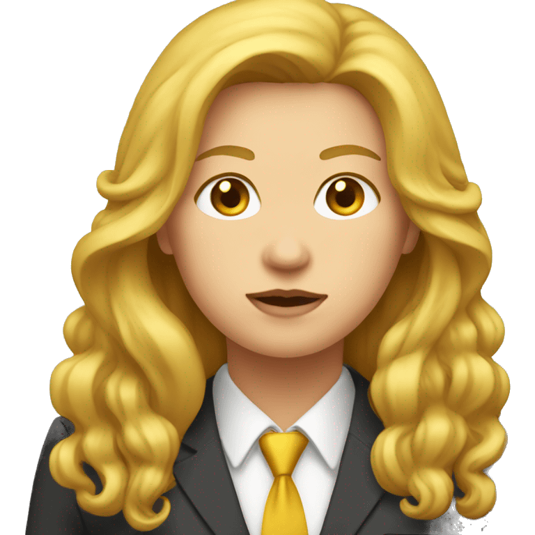 Facial obesity, female, with golden long hair, wearing a suit emoji