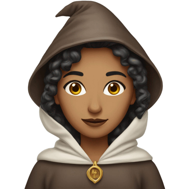 A burnette lady wizard with brown hazel eyes emoji